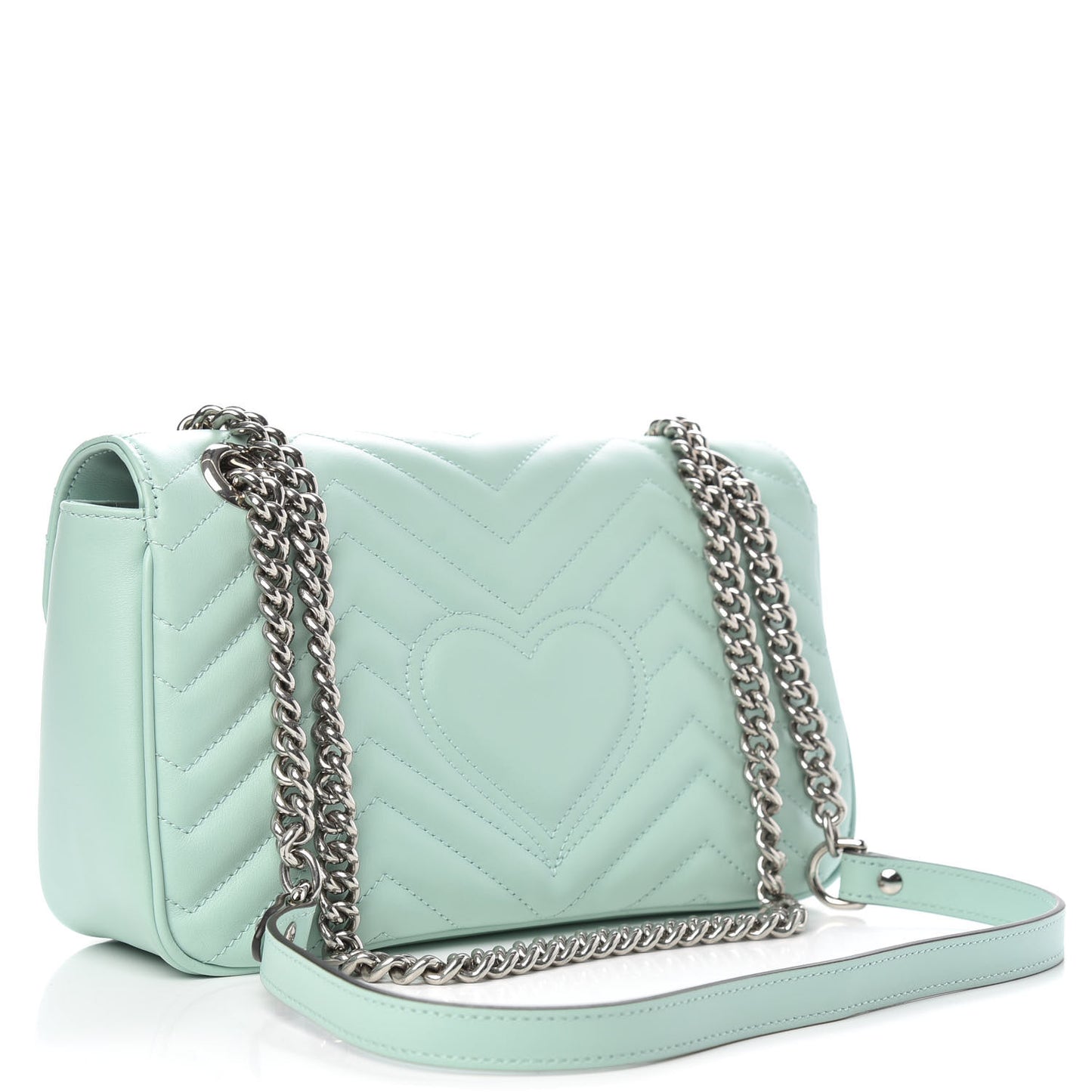 Calfskin Matelasse Small GG Marmont Shoulder Bag Water Green