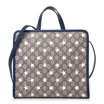 Gucci GG Supreme Monogram Stars Childrens Crossbody Tote Beige Ebony Yellow Royal 1 of 10