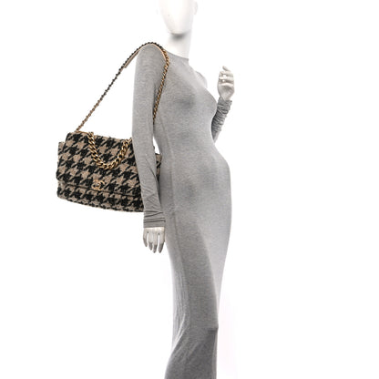 Chanel Tweed Maxi Chanel 19 Flap Beige Black 2 of 10