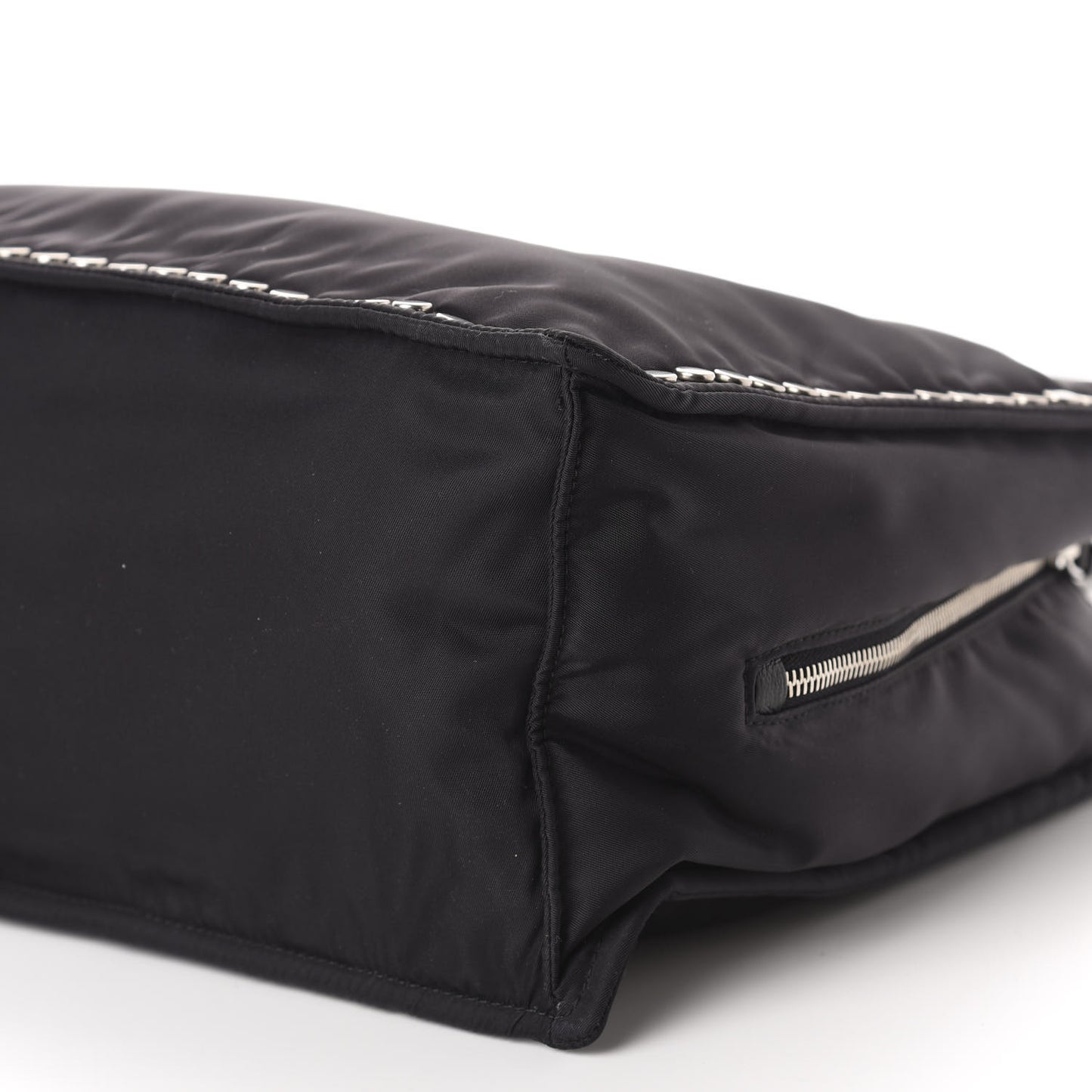 Tessuto Nylon Etiquette Studded Tote Black Astrale