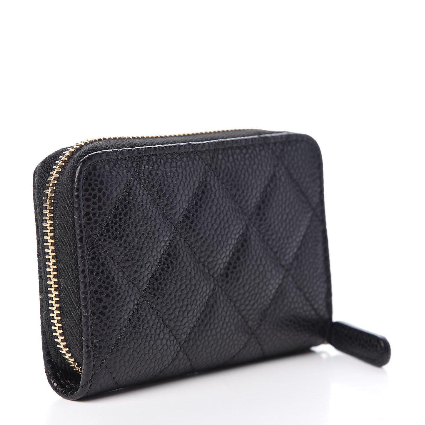 Caviar Quilted Zip Coin Purse Black