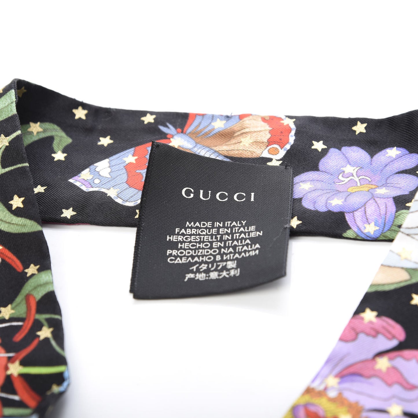 Silk Twill Goldy Neck Bow Scarf Black