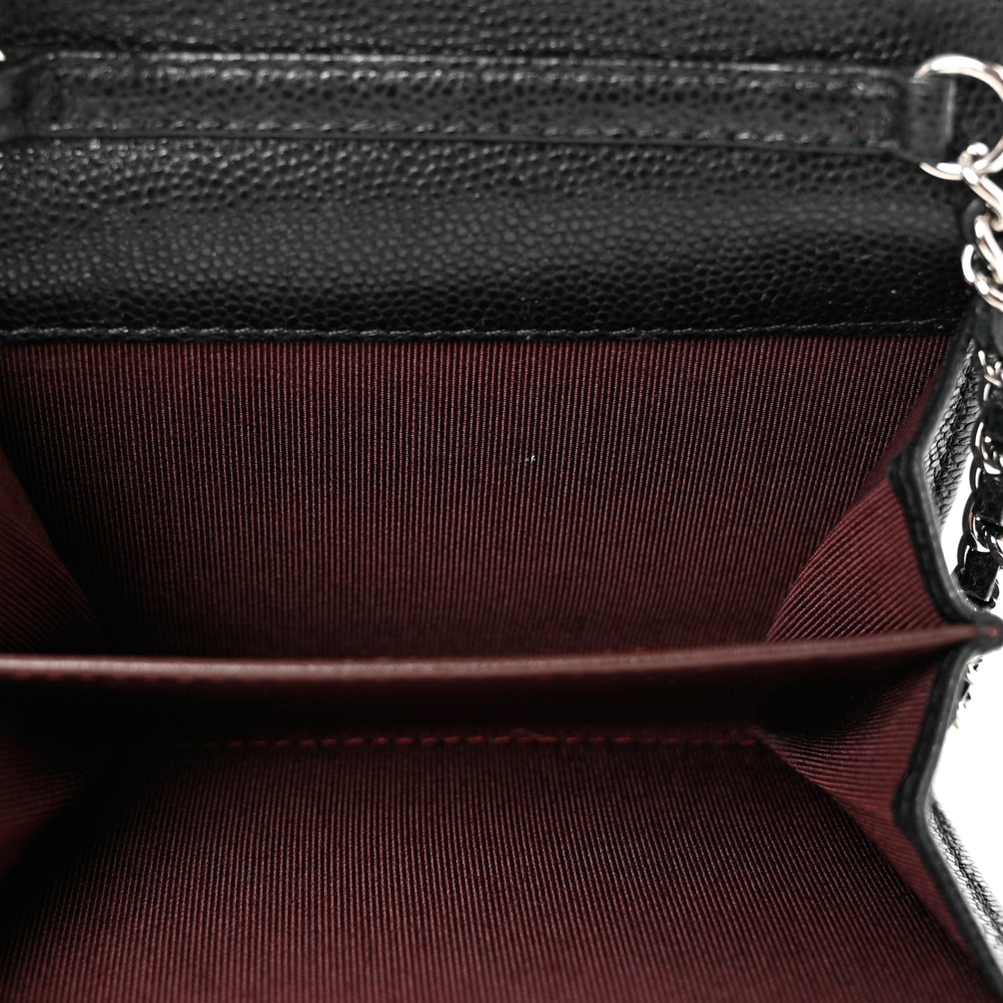 Caviar Quilted Flap Card Holder On Chain Black