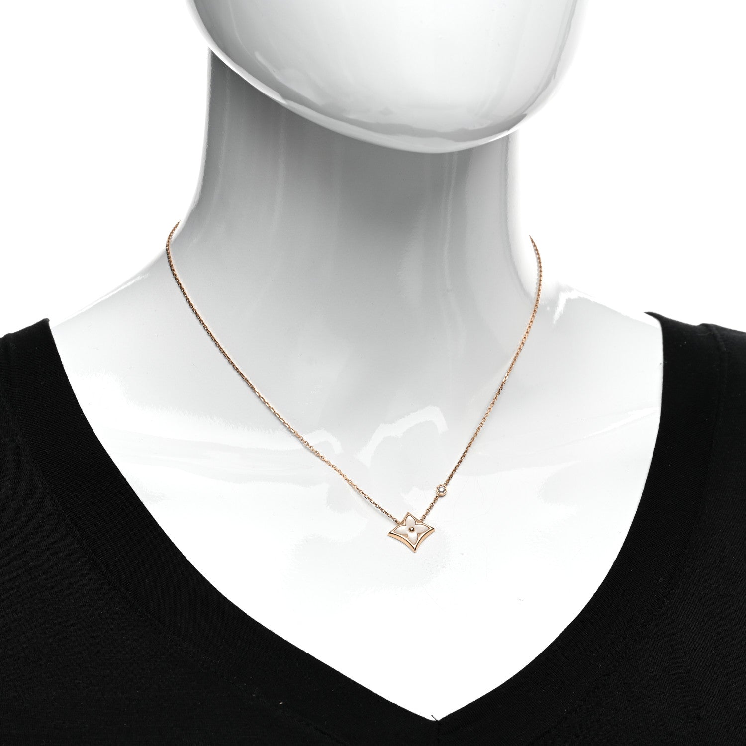 Louis Vuitton 18K Pink Gold Diamond Mother of Pearl Color Blossom BB Star Pendant Necklace 2 of 5