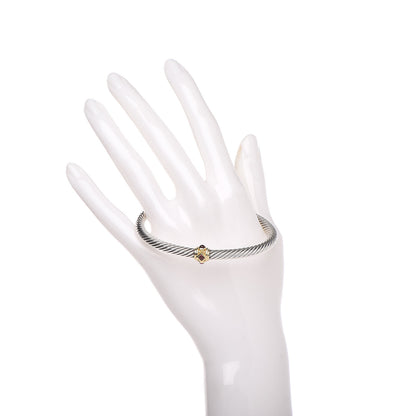 David Yurman Sterling Silver 14K Yellow Gold Rhodolite Garnet Pink Tourmaline 5mm Cable Renaissance Station Bracelet 2 of 4