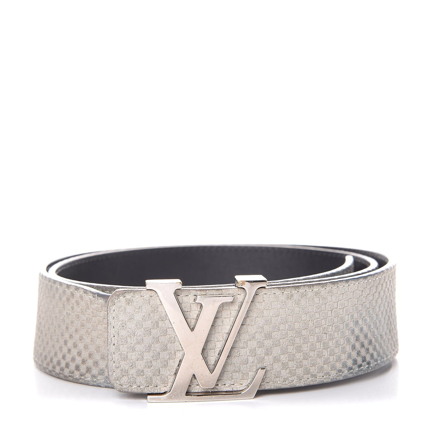 Suede Calfskin Mini Damier 40mm LV Initiales Belt 95 38 Grey