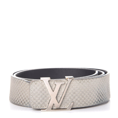 Louis Vuitton Suede Calfskin Mini Damier 40mm LV Initiales Belt 95 38 Grey 1 of 8