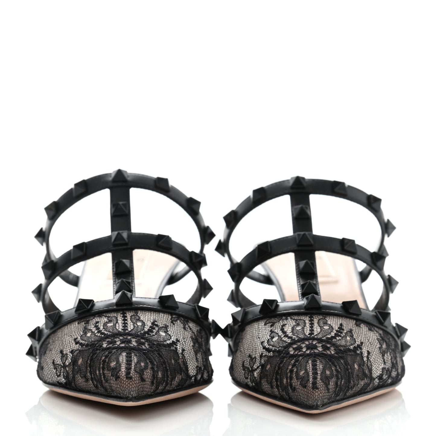 Lace Rockstud 50mm Cage Mules 38.5 Black
