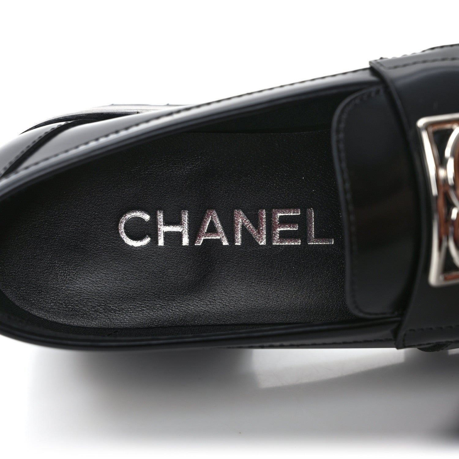 Chanel Calfskin Metal CC Loafers 36 Black 7 of 8