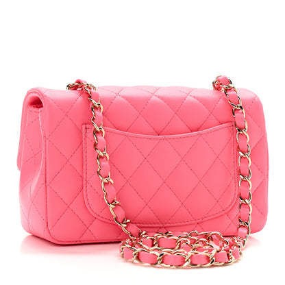Chanel Lambskin Quilted Mini Rectangular Flap Pink 2 of 11