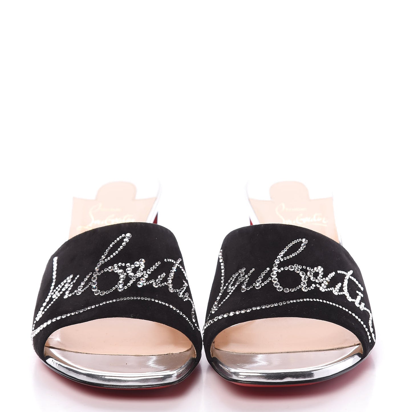 Veau Velours Specchio Dear Home 55 Slide Sandals 36.5 Black Crystal