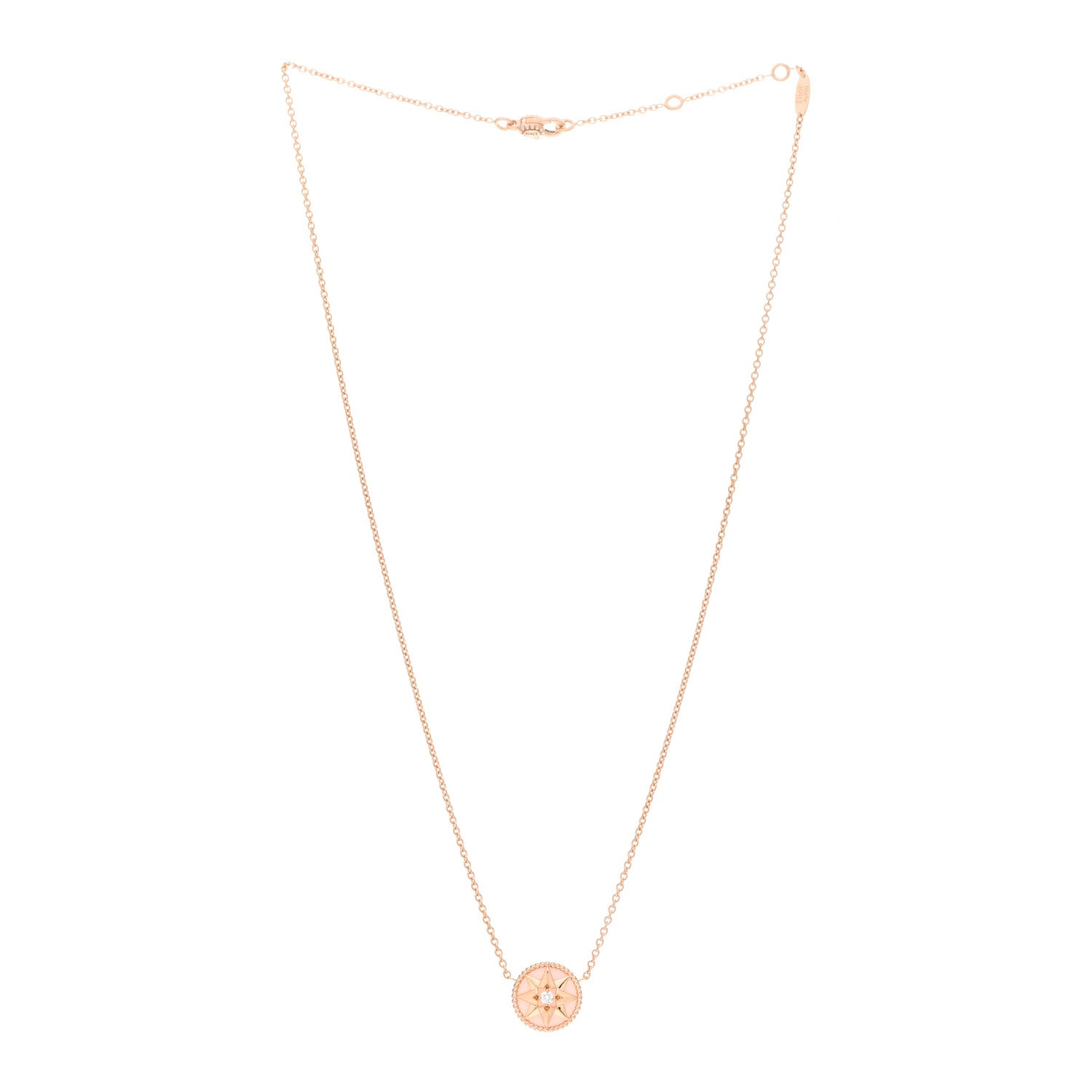 Christian Dior 18K Rose Gold Diamond Pink Opal Rose Des Vents Necklace 2 of 3