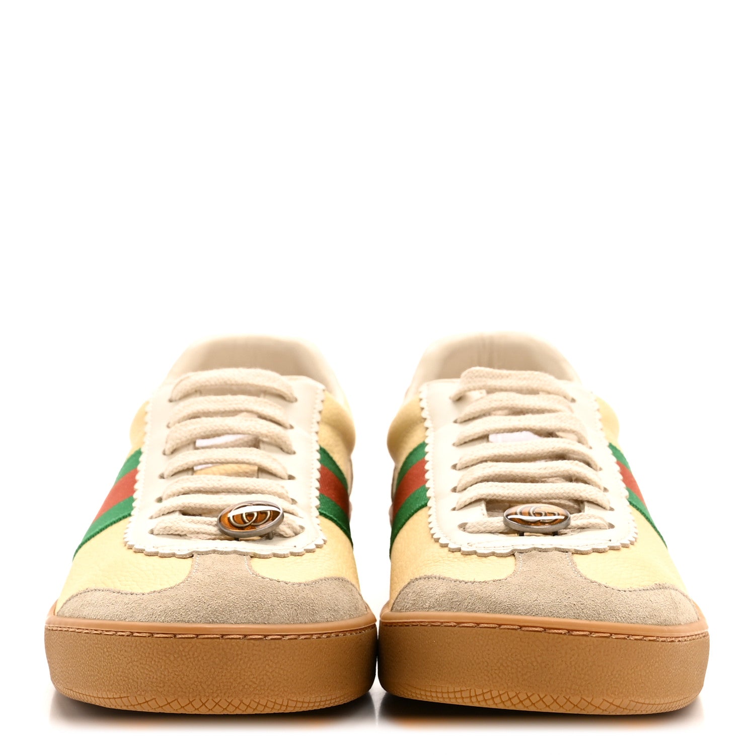 Gucci Calfskin Suede Web G74 Sneakers 41 Oatmeal Burro New Mystic White 3 of 9