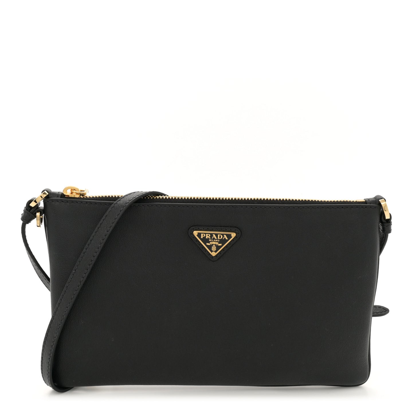 Calfskin Triangle Pouch Shoulder Bag Black