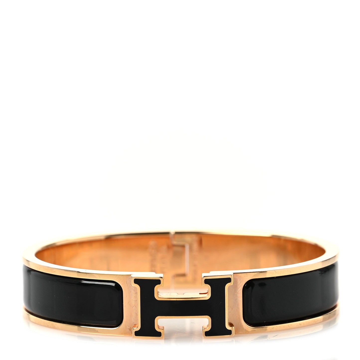 Enamel Narrow Clic Clac H Bracelet PM Black