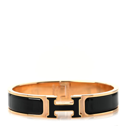 Hermes Enamel Narrow Clic Clac H Bracelet PM Black 1 of 4