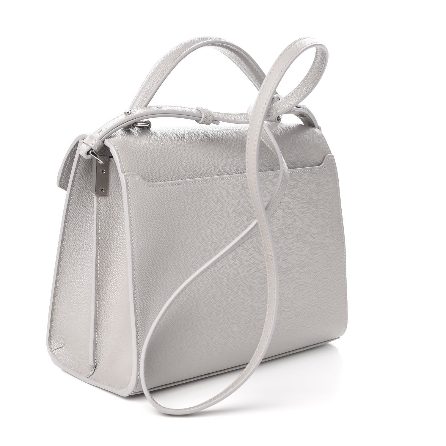 Saint Laurent Grain de Poudre Medium Classic Monogram Cassandra Top Handle Granite 2 of 8