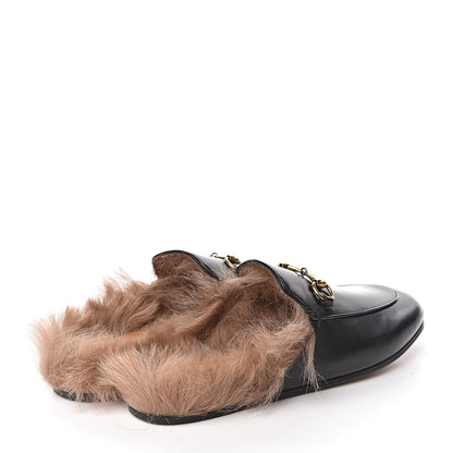 Gucci Calfskin Fur Womens Princetown Slippers 37.5 Black 4 of 8