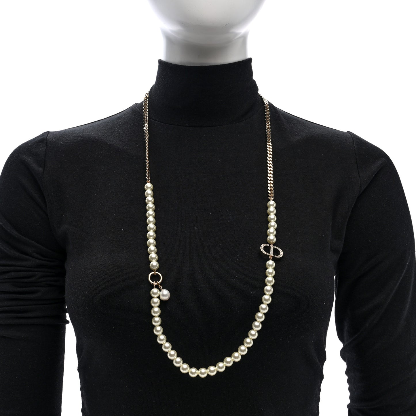 Pearl Crystal 30 Montaigne Long Necklace Gold