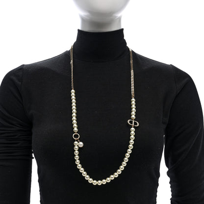 Christian Dior Pearl Crystal 30 Montaigne Long Necklace Gold 2 of 4