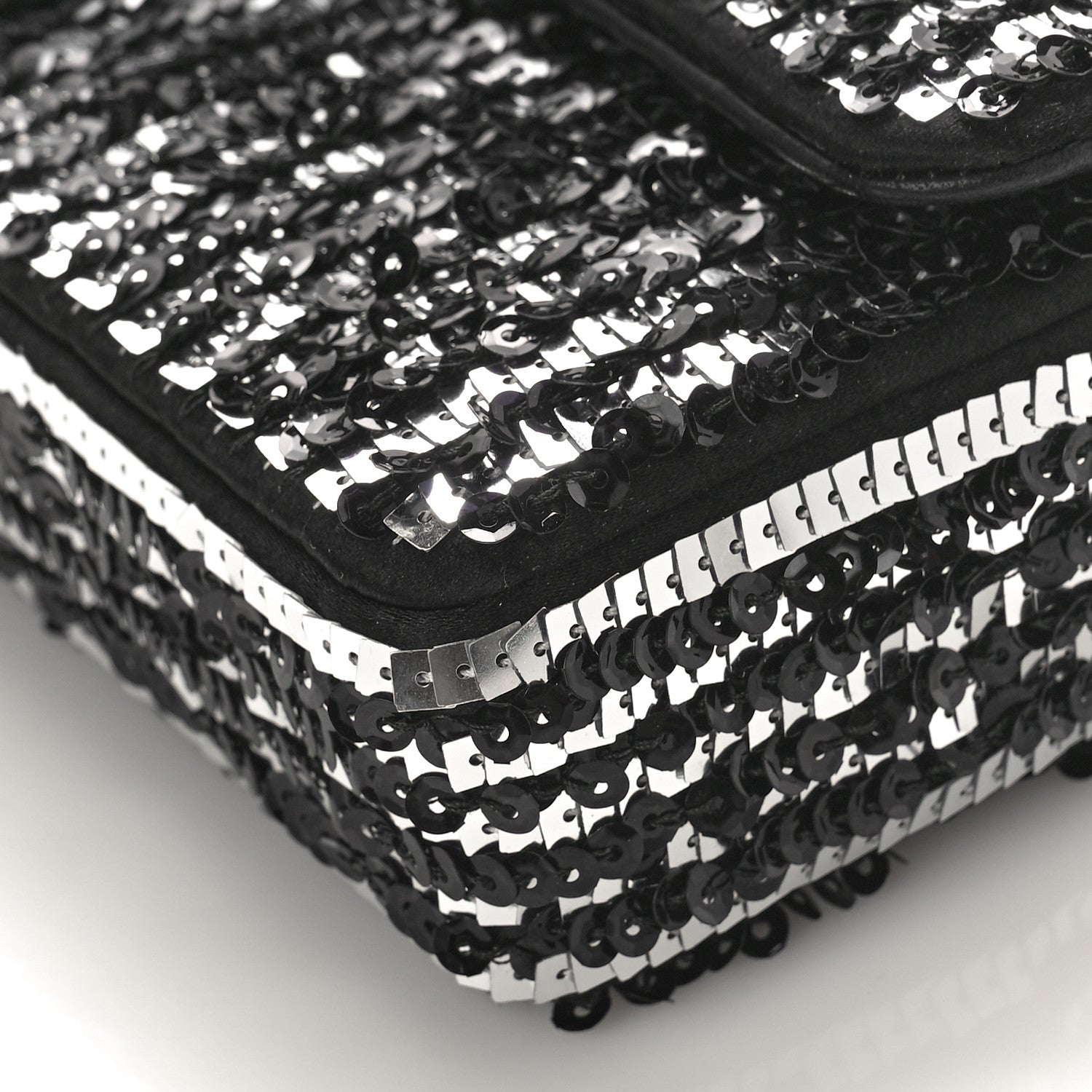 Chanel Sequin Quilted Pearl CC Flap Clutch Black 10 of 10