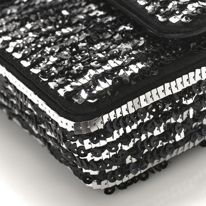 Chanel Sequin Quilted Pearl CC Flap Clutch Black 10 of 10