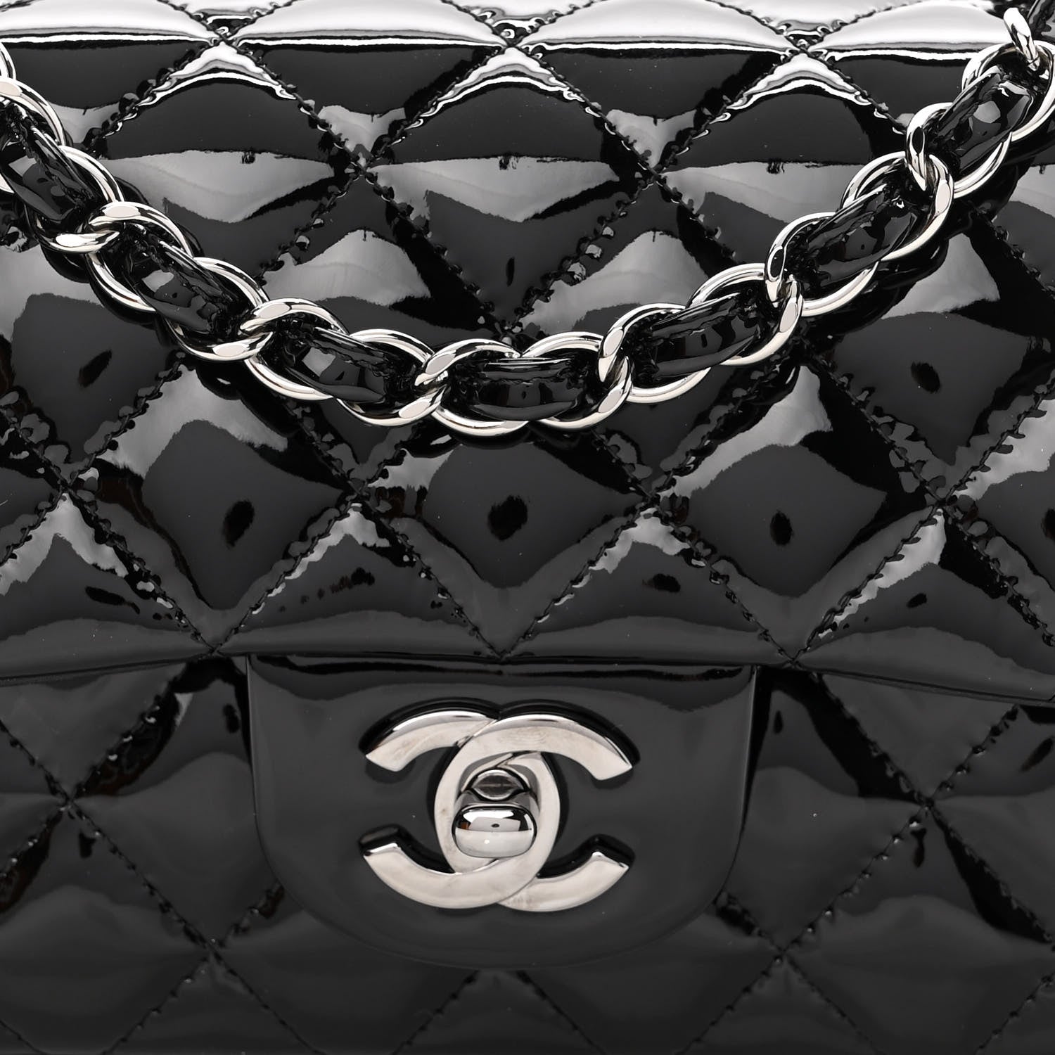 Chanel Patent Calfskin Quilted Mini Rectangular Flap Black 8 of 11