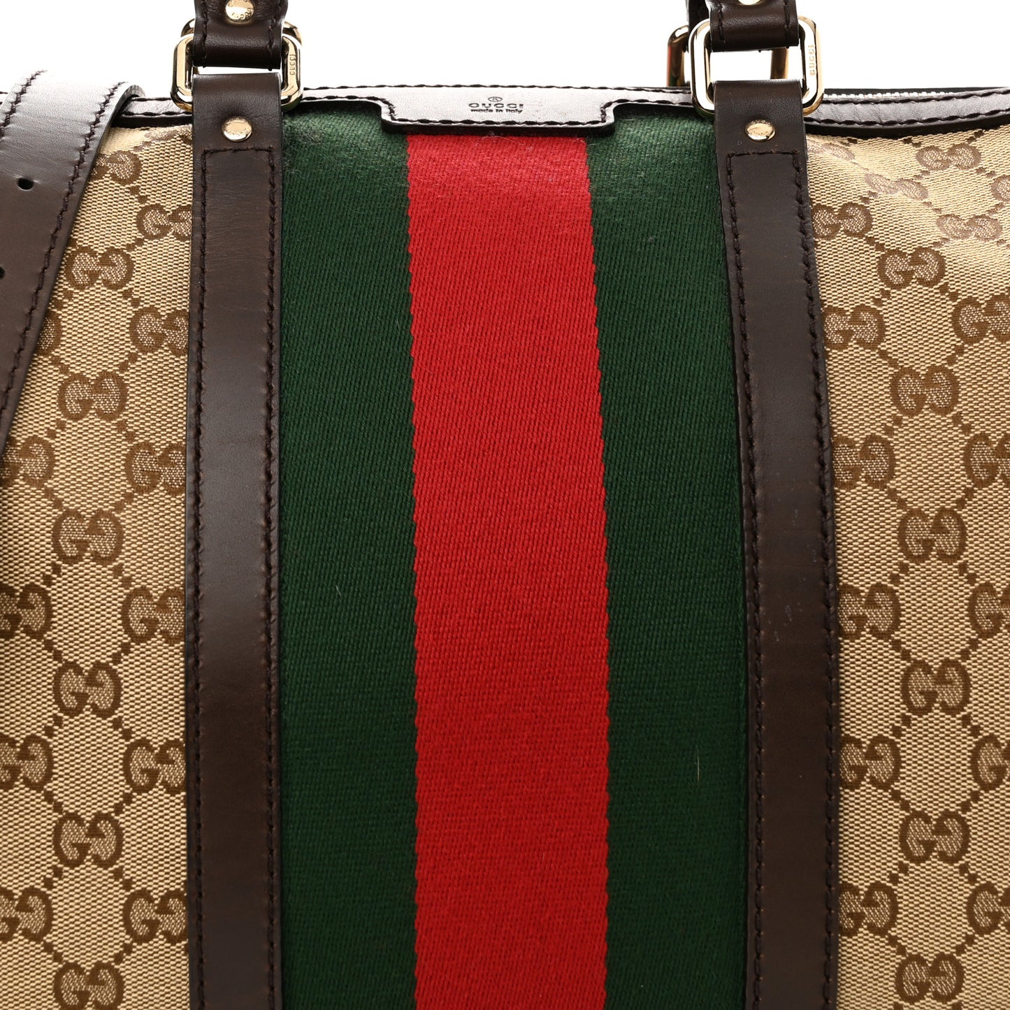Monogram Selleria Calfskin Vintage Web Medium Boston Beige Ebony Cocoa