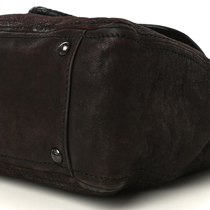 Prada Goatskin Crocodile Embossed Flap Shoulder Bag Dark Brown 9 of 14