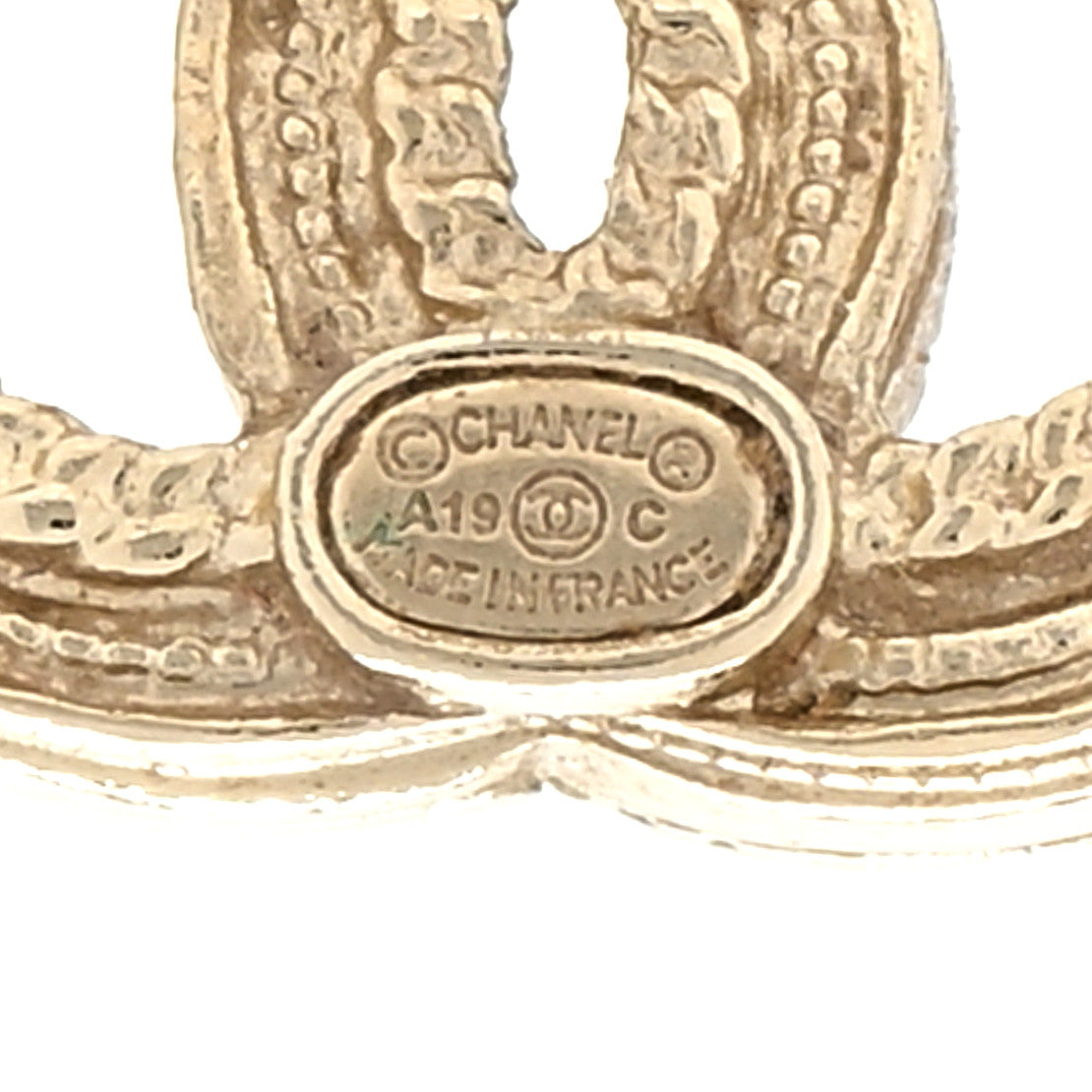 Chanel Metal Graduated Pearl Crystal CC Earrings Light Gold 4 of 4