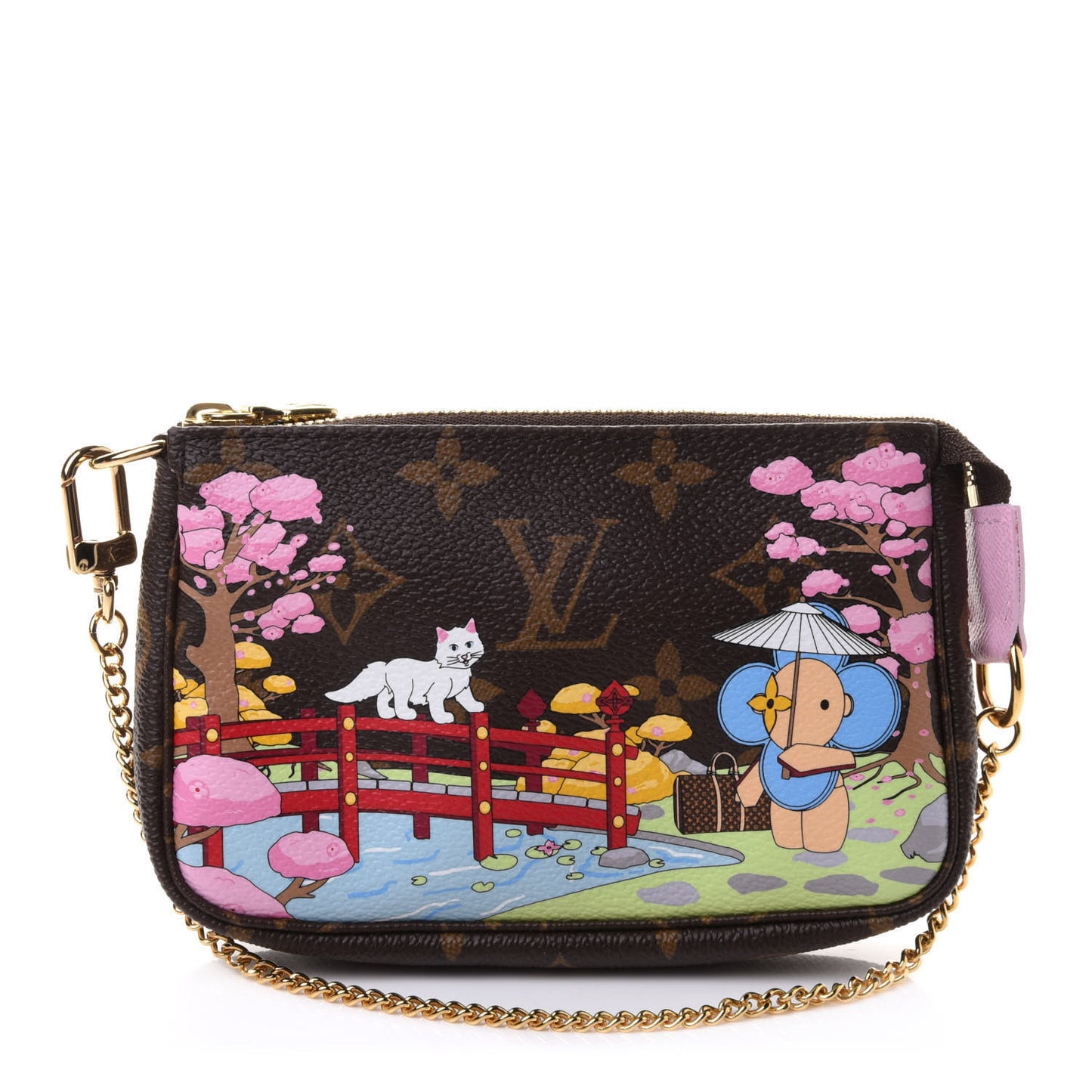 Monogram 2021 Christmas Animation Japanese Garden Mini Pochette Accessories Wisteria Pink