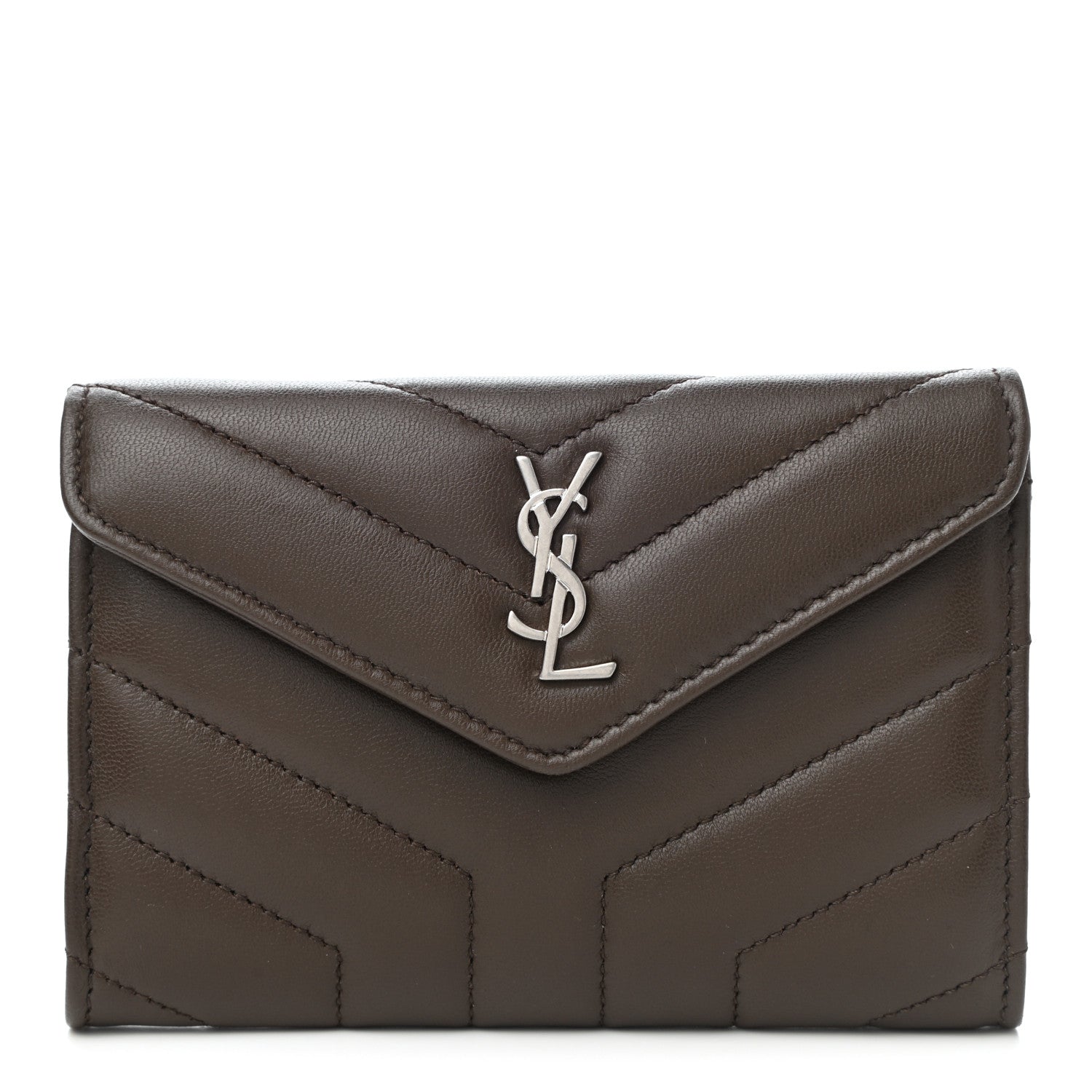 Saint Laurent Lambskin Y Quilted Monogram Small Loulou Envelope Wallet Faggio 1 of 7