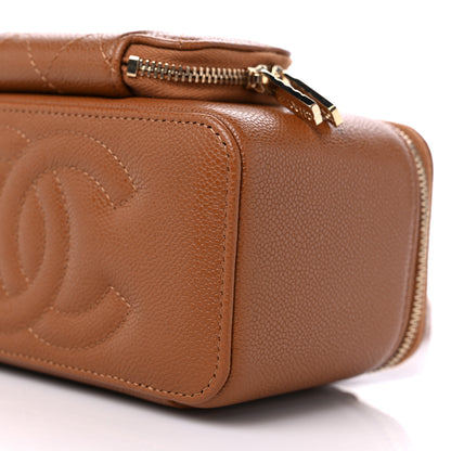 Chanel Caviar Quilted Top Handle Pocket Vanity Case Camel 9 of 10