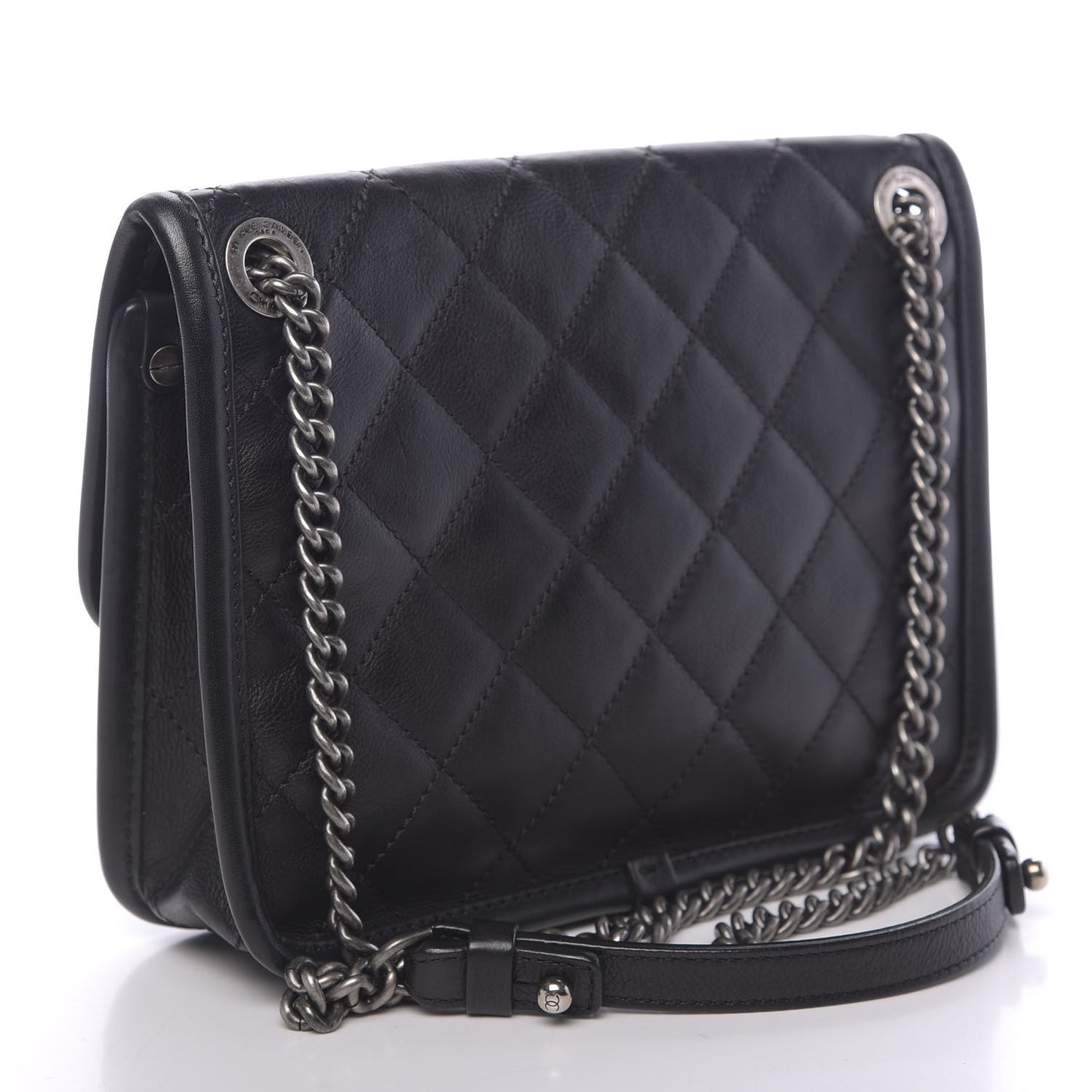 Calfskin Quilted Mini French Riviera Flap Black