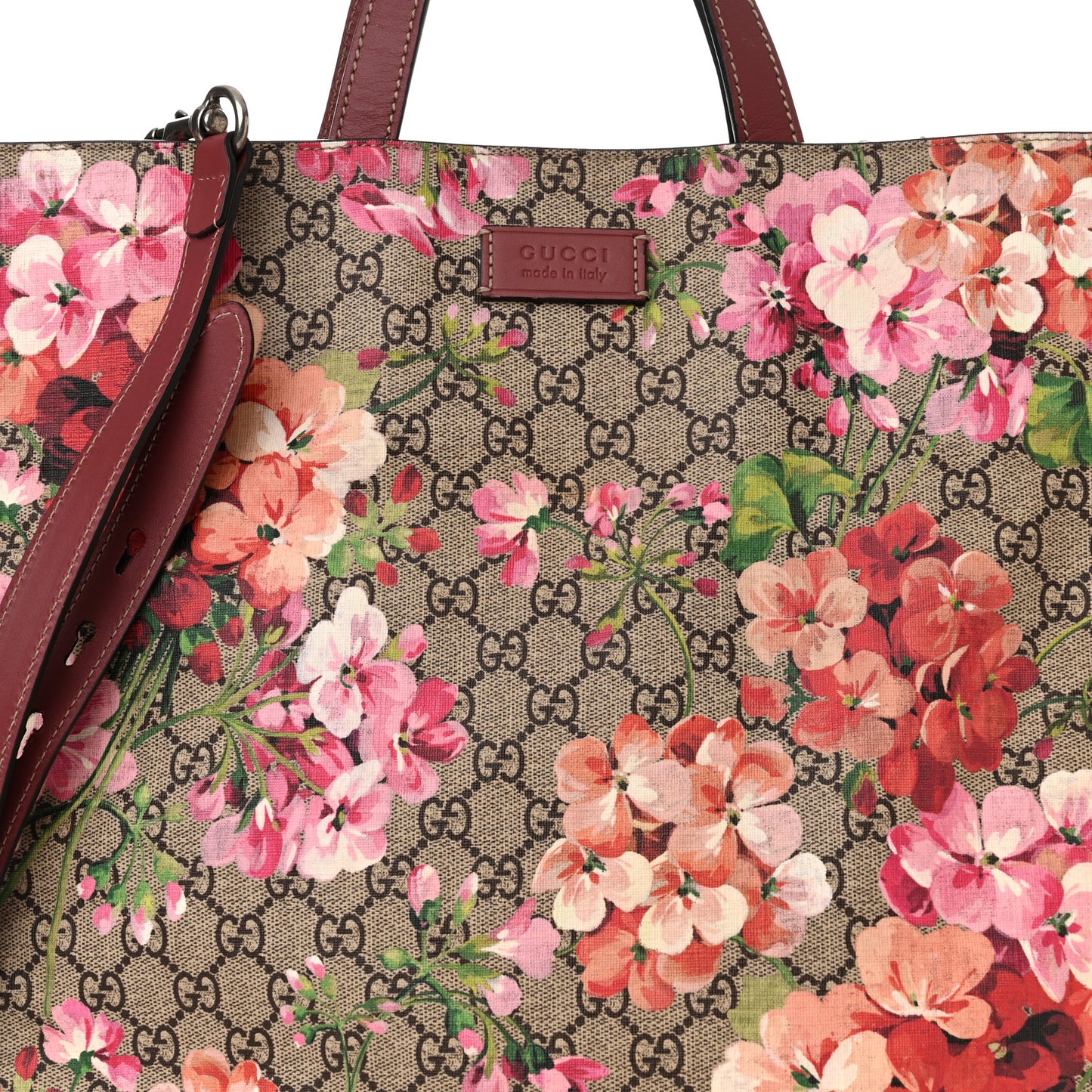Soft GG Supreme Monogram Blooms Vertical Tote Beige Multicolor Dry Rose