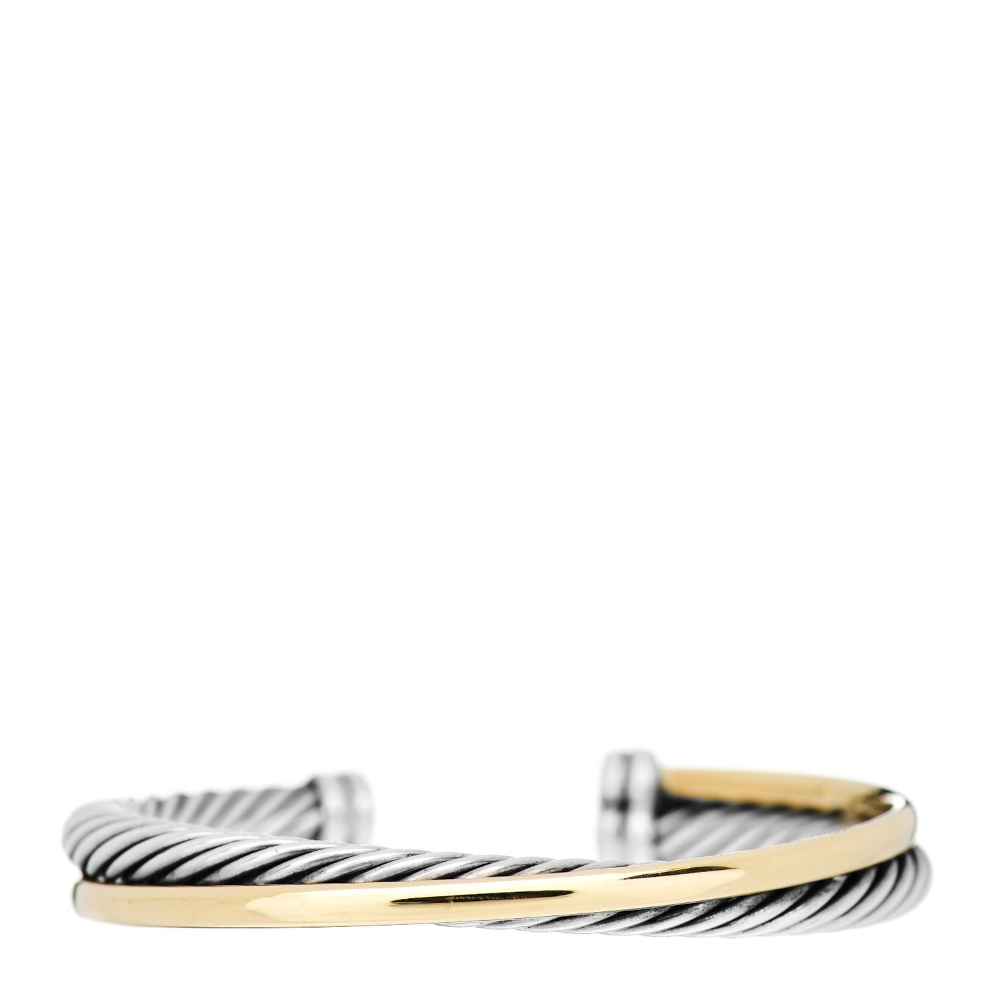 Sterling Silver 18K Yellow Gold 5mm Crossover Cuff Bracelet