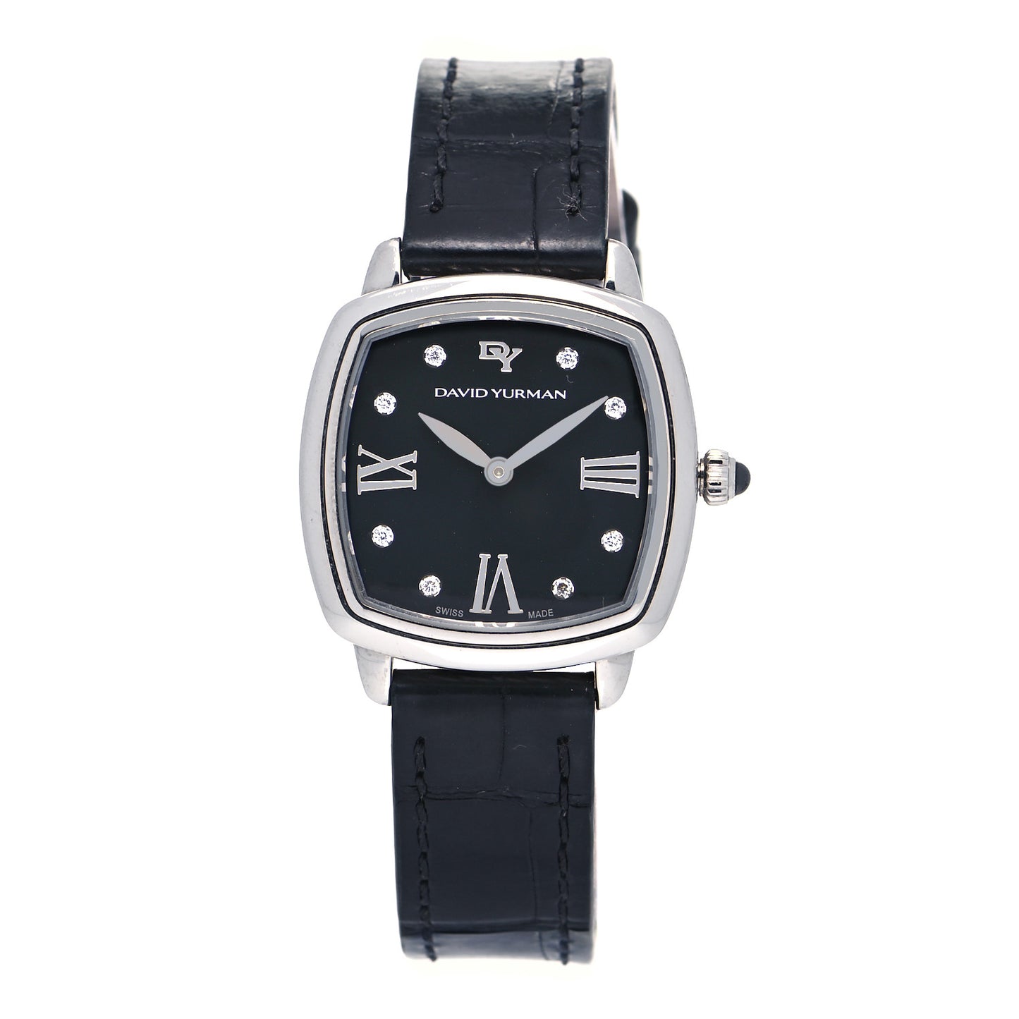 Stainless Steel Alligator Diamond 27mm Albion Quartz Watch Black