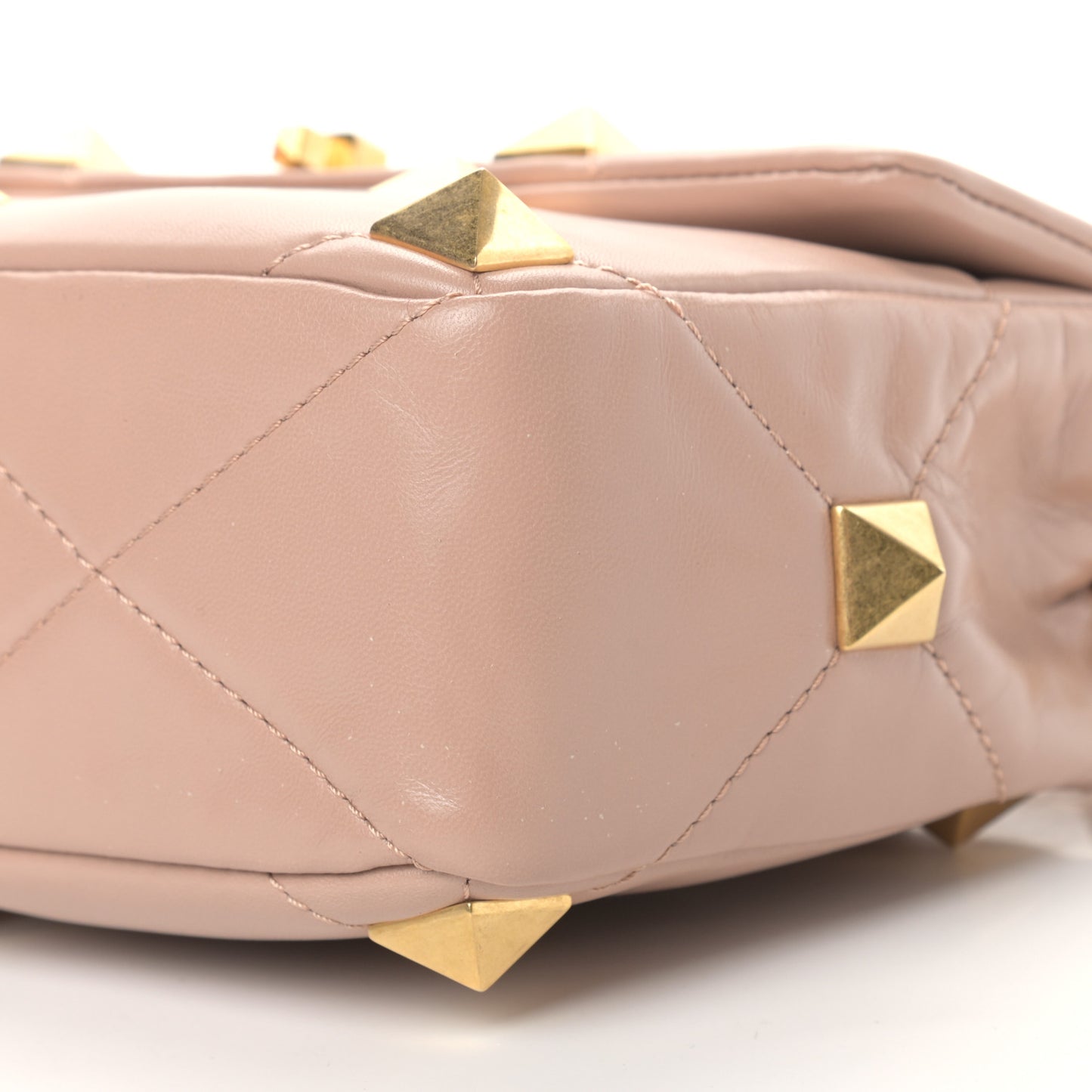 Nappa Medium Roman Stud Shoulder Bag Rose Cannelle