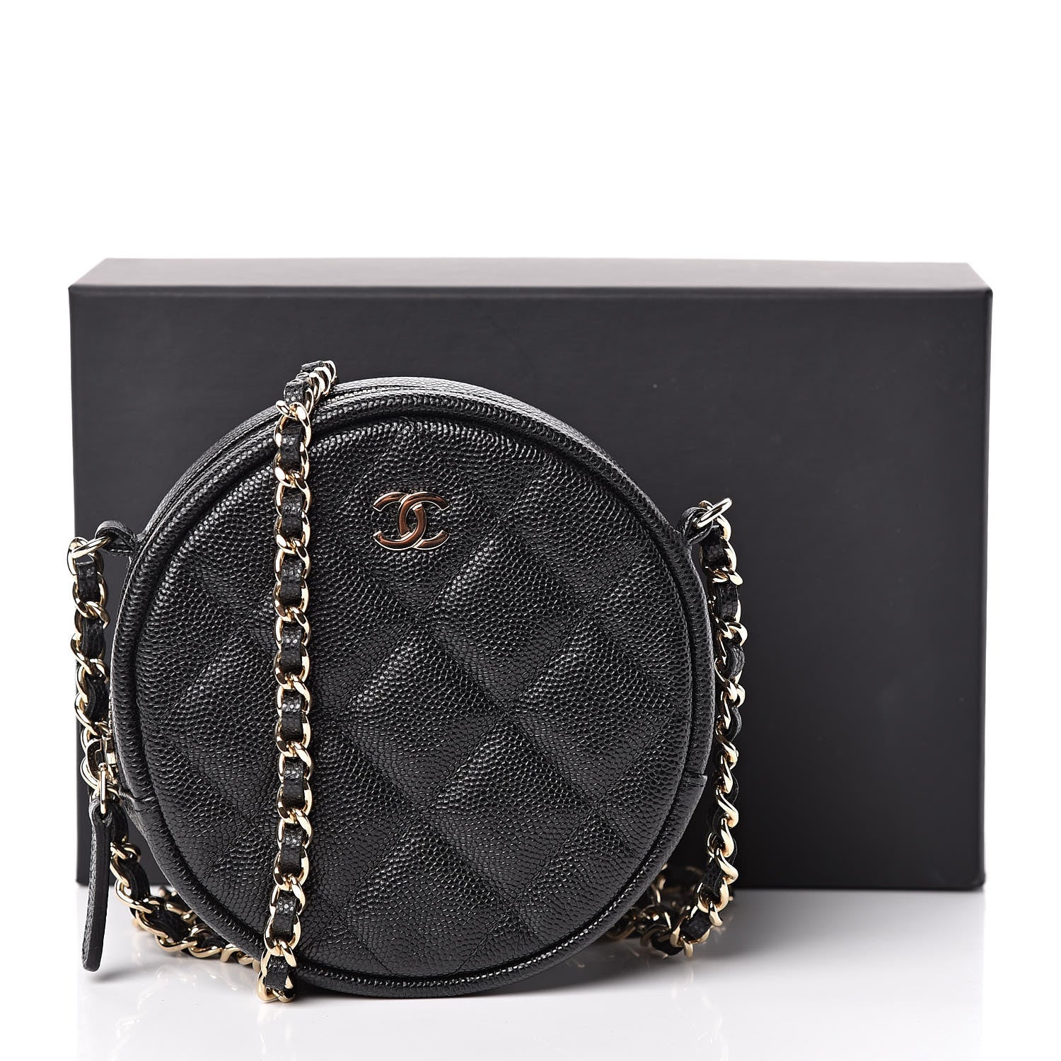 Chanel Caviar Quilted Round Clutch With Chain Black 11 of 11