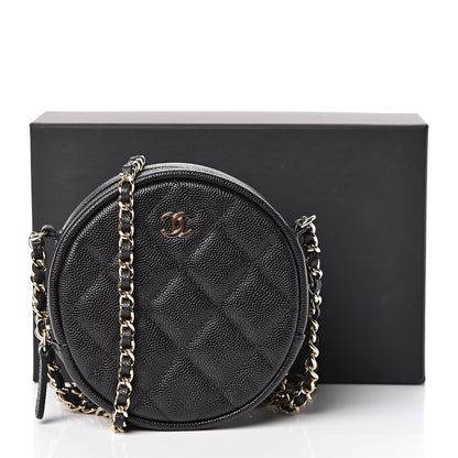 Chanel Caviar Quilted Round Clutch With Chain Black 11 of 11