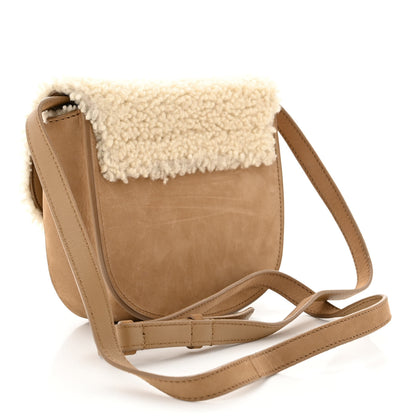 Saint Laurent Suede Shearling Small Kaia Satchel Natural Tan 3 of 11