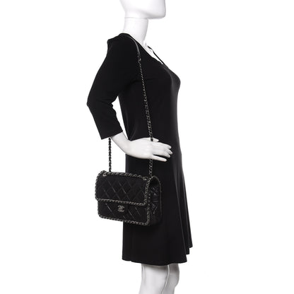 Chanel Crumpled Calfskin Medium Chain All Over Flap Black 2 of 11