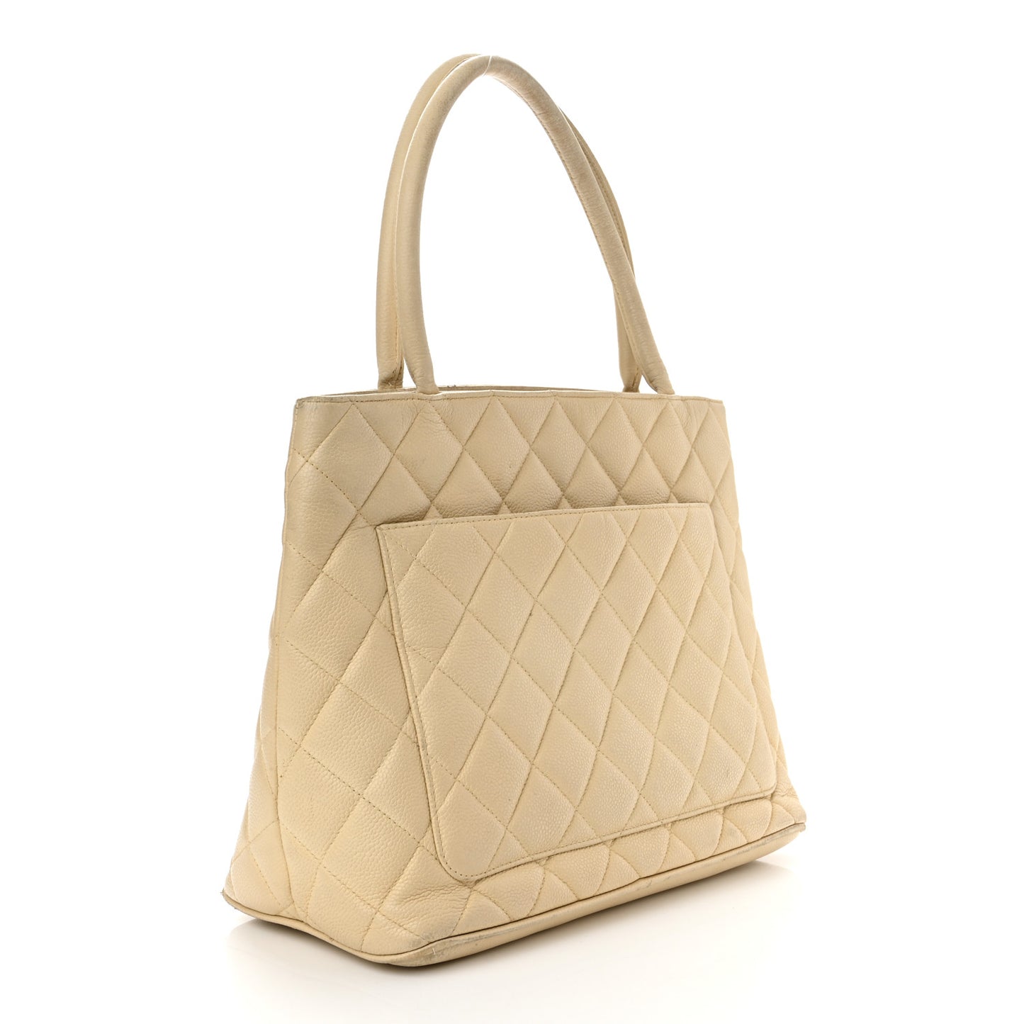 Caviar Quilted Medallion Tote Light Beige