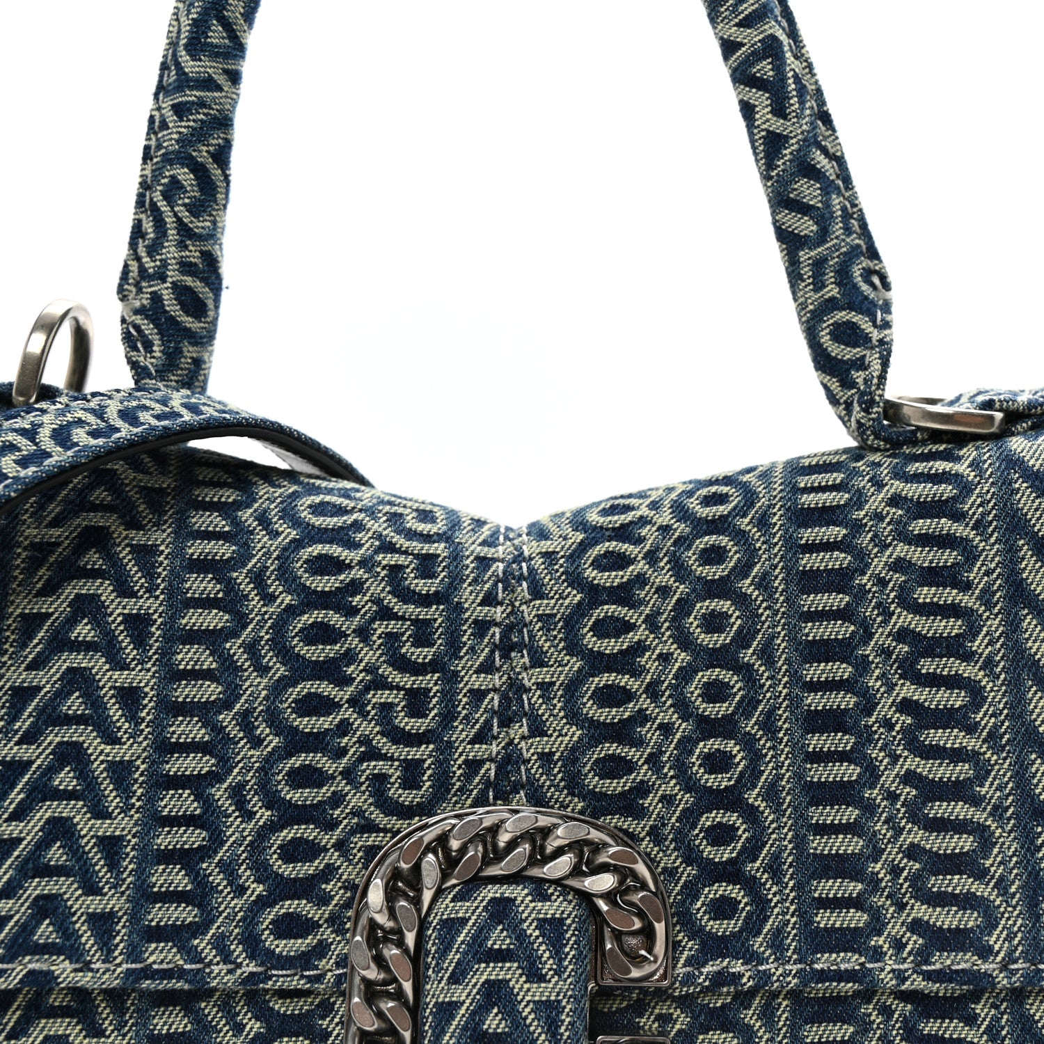 Marc Jacobs Sun Faded Denim Monogram The St Marc Mini Top Handle Bag Blue 8 of 10