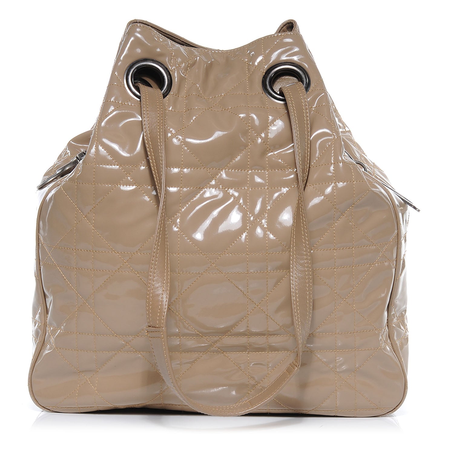Christian Dior Vinyl Cannage Drawstring Tote Beige 1 of 7