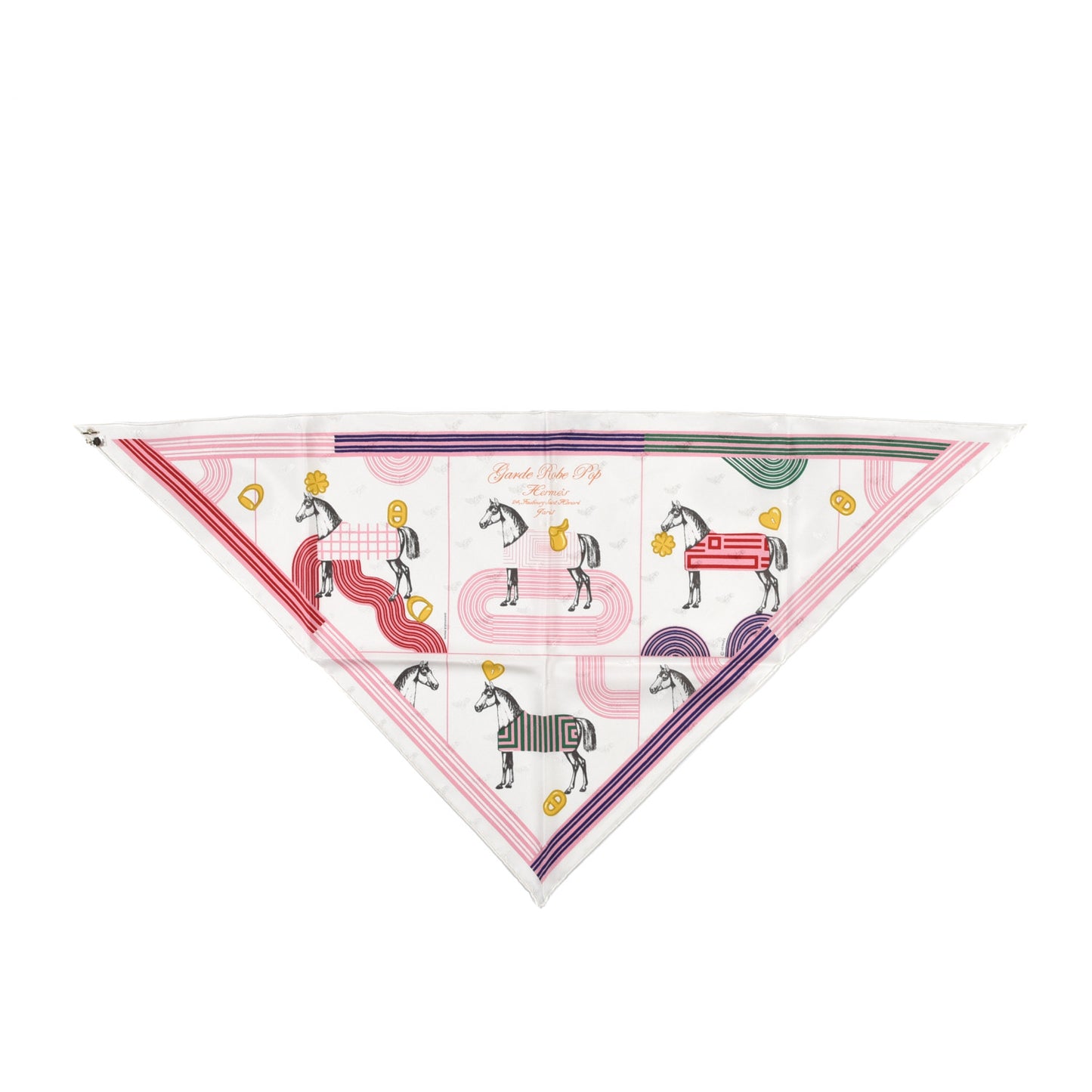 Silk Garde Robe Pop Charm Triangle Scarf 55 Multicolor White