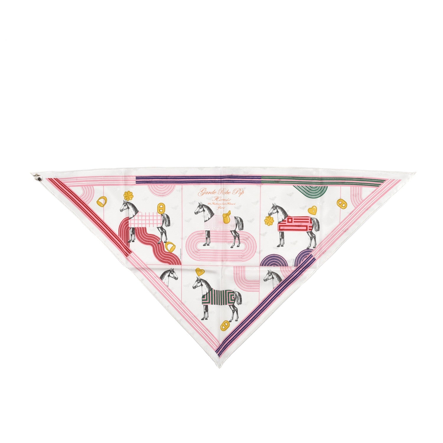 Hermes Silk Garde Robe Pop Charm Triangle Scarf 55 Multicolor White 1 of 6