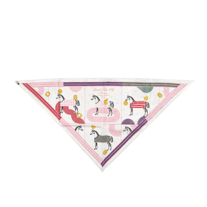 Hermes Silk Garde Robe Pop Charm Triangle Scarf 55 Multicolor White 1 of 6