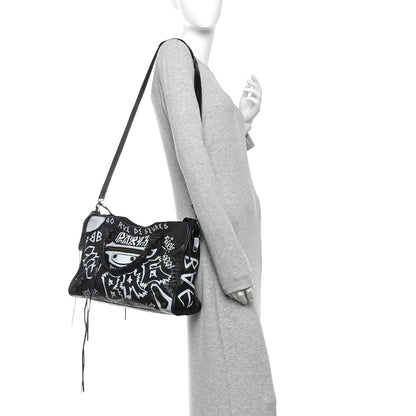 Balenciaga Agneau Arena Graffiti All Over Classic Hardware City Black White 2 of 11