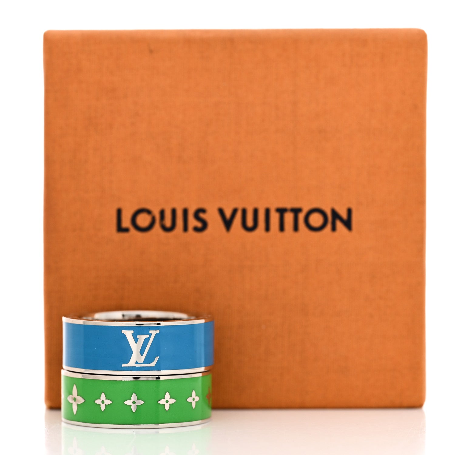Louis Vuitton Metal Ceramic Ring Set M 62 10 Blue Green 7 of 7
